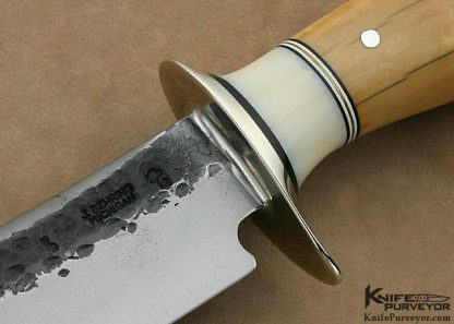 Jim "Treeman" Behring Custom Knife Hand Forged Large Hunter with Fossilized Walrus Ivory Handle - Image 2