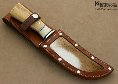 Jim "Treeman" Behring Custom Knife Hand Forged Large Hunter with Fossilized Walrus Ivory Handle - Image 4