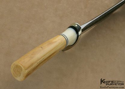 Jim "Treeman" Behring Custom Knife Hand Forged Large Hunter with Fossilized Walrus Ivory Handle - Image 5
