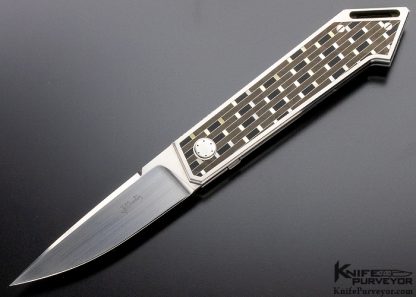 JP Martin Custom Knife Apocalypse Folder Carbon Fiber and Gold Lip Pearl Inlays