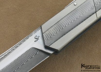 Jean Pierre Sucheras Custom Knife Damasteel Damascus & Titanium Futuristic High Tech Folding Knife - Image 2