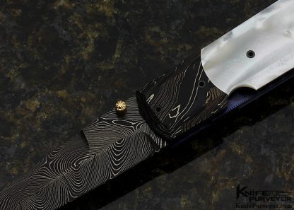 Jeff Chaffee Custom Knife Pearl & Damascus Stiletto Linerlock - Image 2
