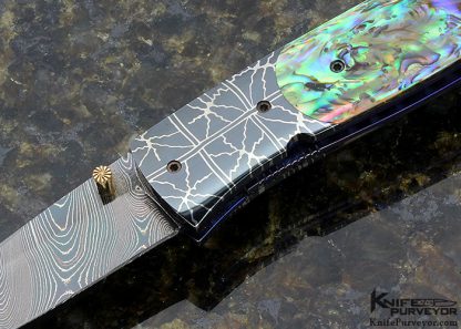Jeff Chaffee Custom Knives Damascus and Abalone Linerlock - Image 2