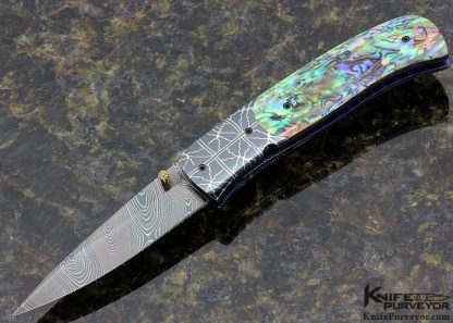 Jeff Chaffee Custom Knives Damascus and Abalone Linerlock