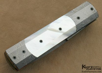 Jeff Chaffee Custom Knife Mother of Pearl Shell & Damascus Linerlock Dagger - Image 3