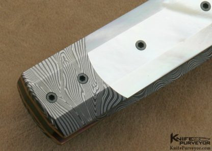 Jeff Chaffee Custom Knife Mother of Pearl Shell & Damascus Linerlock Dagger - Image 4