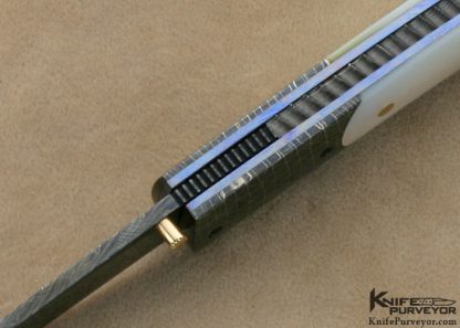 Jeff Chaffee Custom Knife Mother of Pearl Shell & Blued Robert Eggerling Damascus Linerlock - Image 6