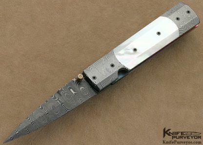 Jeff Chaffee Custom Knife Mother of Pearl Shell & Damascus Linerlock Dagger
