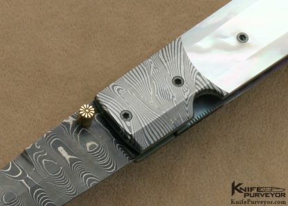 Jeff Chaffee Custom Knife Mother of Pearl Shell & Damascus Linerlock Dagger - Image 2