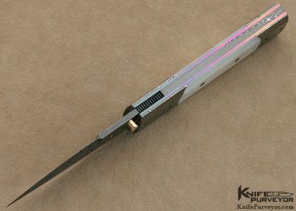 Jeff Chaffee Custom Knife Mother of Pearl Shell & Damascus Linerlock Dagger - Image 5
