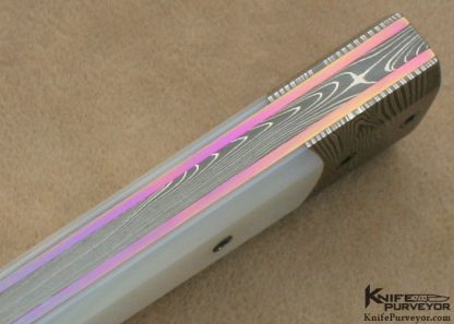 Jeff Chaffee Custom Knife Mother of Pearl Shell & Damascus Linerlock Dagger - Image 7