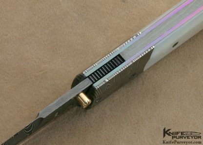 Jeff Chaffee Custom Knife Mother of Pearl Shell & Damascus Linerlock Dagger - Image 6