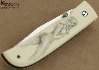 Jeff Chaffee Custom Knife Roni Dietrich Scrimshawed Micarta Linerlock Tanto - Image 3