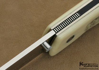 Jeff Chaffee Custom Knife Roni Dietrich Scrimshawed Micarta Linerlock Tanto - Image 10