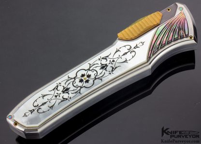 Jeff Harkins Custom Knife Engraved Pearl "Q" OTF Automatic - Image 3