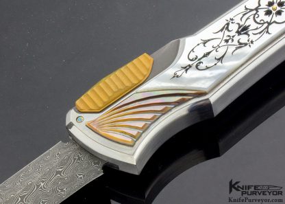 Jeff Harkins Custom Knife Engraved Pearl "Q" OTF Automatic - Image 2