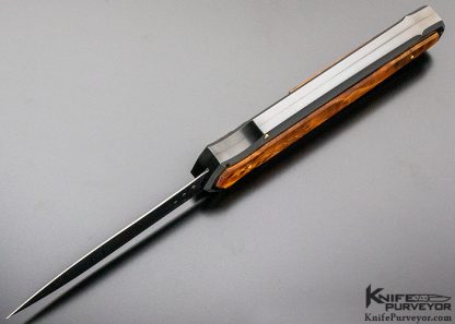 Jeff Harkins Custom Knife "Black Midnight Triton" Thuya Wood D/A OTF - Image 7