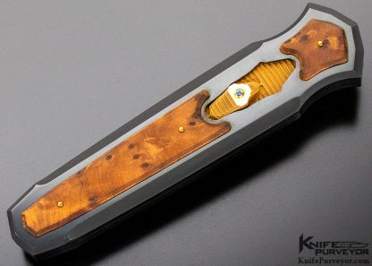 Jeff Harkins Custom Knife "Black Midnight Triton" Thuya Wood D/A OTF - Image 6
