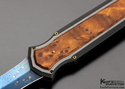 Jeff Harkins Custom Knife "Black Midnight Triton" Thuya Wood D/A OTF - Image 2