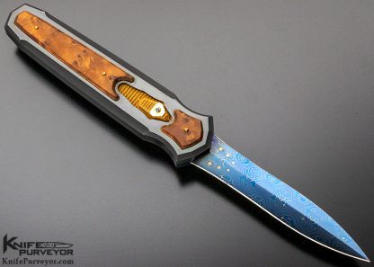 Jeff Harkins Custom Knife "Black Midnight Triton" Thuya Wood D/A OTF - Image 3