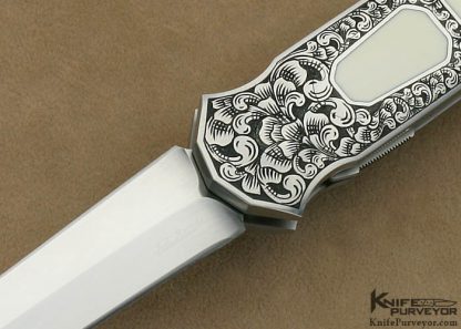 Jeff Harkins Custom Knife Pre-ban Elephant Ivory Interframe Automatic Linerlock Engraved by Bruce Shaw - Image 2