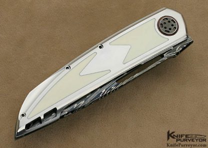 Jeff Harkins Custom Knives Blued Damascus Omega "Reaper" Automatic - Image 3