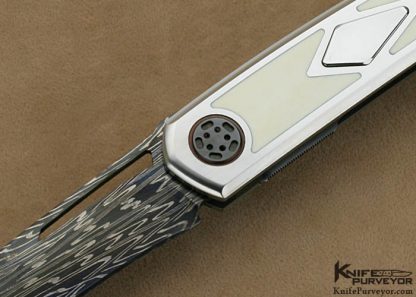 Jeff Harkins Custom Knives Blued Damascus Omega "Reaper" Automatic - Image 2