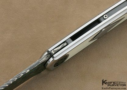 Jeff Harkins Custom Knives Blued Damascus Omega "Reaper" Automatic - Image 6