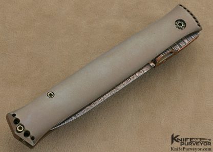 Jeff Harkins Custom Knife Blued Damascus & Blued Steel Linerlock - Image 3
