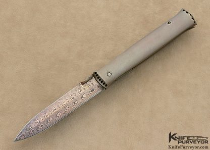Jeff Harkins Custom Knife Blued Damascus & Blued Steel Linerlock