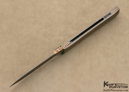 Jeff Harkins Custom Knife Blued Damascus & Blued Steel Linerlock - Image 4