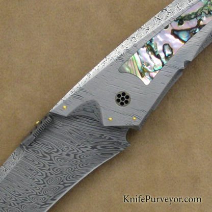 Jeff Harkins Custom Knife Mini Alpha in Damasteel with Abalone Inlays - Image 2