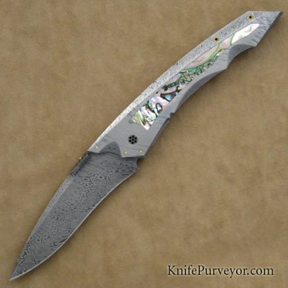 Jeff Harkins Custom Knife Mini Alpha in Damasteel with Abalone Inlays