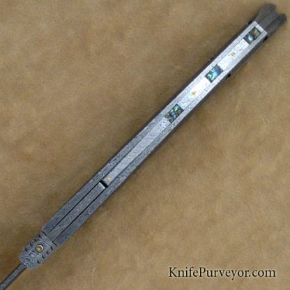 Jeff Harkins Custom Knife Mini Alpha in Damasteel with Abalone Inlays - Image 4