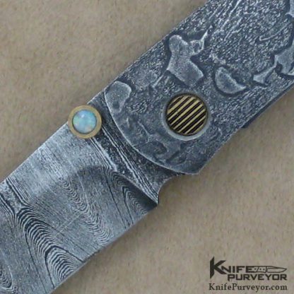 Jeff Harkins Custom Knife Damascus Mini Linerlock - Image 2