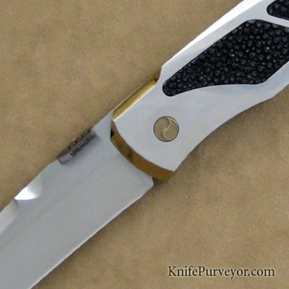 Jeff Harkins Custom Knife Hand Forged Tanto Blade with Stingray Inlays Pro-ATAC Double Action Auto - Image 2