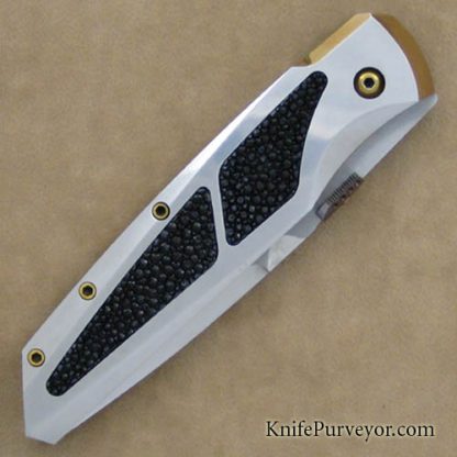 Jeff Harkins Custom Knife Hand Forged Tanto Blade with Stingray Inlays Pro-ATAC Double Action Auto - Image 3