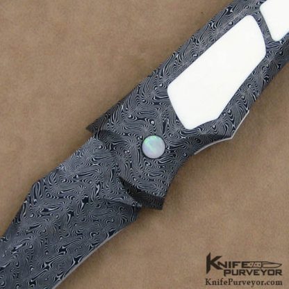 Jeff Harkins Custom Knife Jerry Rados Project Damascus & Preban Elephant Ivory Persian Automatic - Image 2