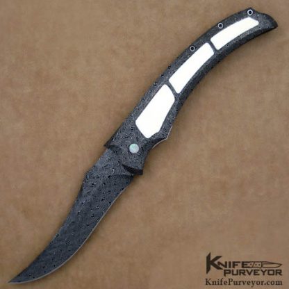 Jeff Harkins Custom Knife Jerry Rados Project Damascus & Preban Elephant Ivory Persian Automatic