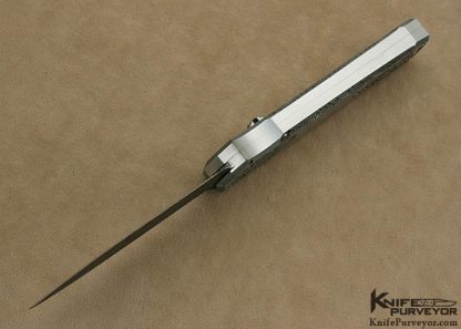 Jeff Harkins Custom Knife Bruce Shaw Engraved Stainless Steel "Triton" D/A OTF with Robert Eggerling Damascus - Image 8