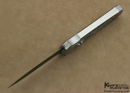 Jeff Harkins Custom Knife Bruce Shaw Engraved Stainless Steel "Triton" D/A OTF with Robert Eggerling Damascus - Image 7