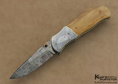 Jerry Corbit Custom Knives Blued Robert Eggerling Mosaic Damascus Linerlock