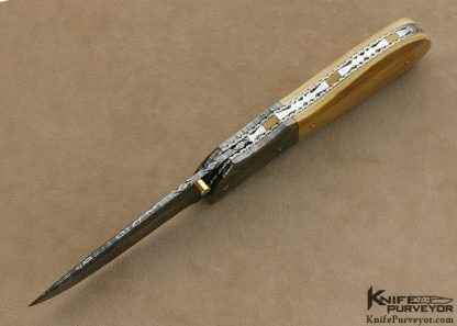 Jerry Corbit Custom Knives Blued Robert Eggerling Mosaic Damascus Linerlock - Image 4