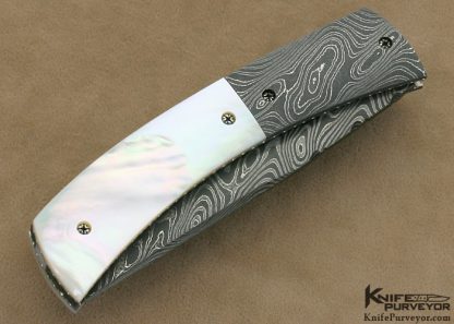 Jerry Corbit Custom Knives Mother of Pearl Shell & Damascus Automatic Linerlock - Image 3