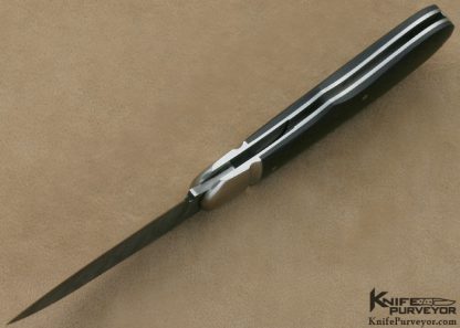 Jerry Halfrich Custom Knife Carbon Fiber & Mike Norris Stainless Damascus Rounder Slip Joint - Image 6