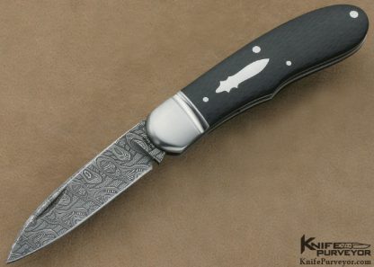 Jerry Halfrich Custom Knife Carbon Fiber & Mike Norris Stainless Damascus Rounder Slip Joint