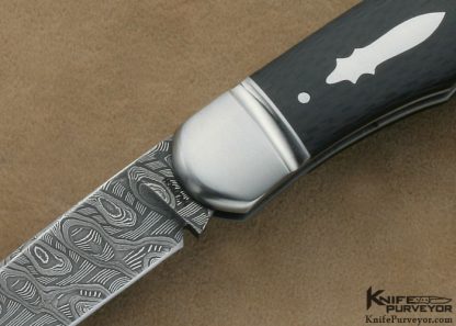 Jerry Halfrich Custom Knife Carbon Fiber & Mike Norris Stainless Damascus Rounder Slip Joint - Image 2