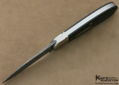 Jerry Halfrich Custom Knife Carbon Fiber & Mike Norris Stainless Damascus Rounder Slip Joint - Image 4