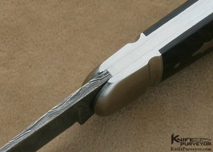 Jerry Halfrich Custom Knife Carbon Fiber & Mike Norris Stainless Damascus Rounder Slip Joint - Image 5