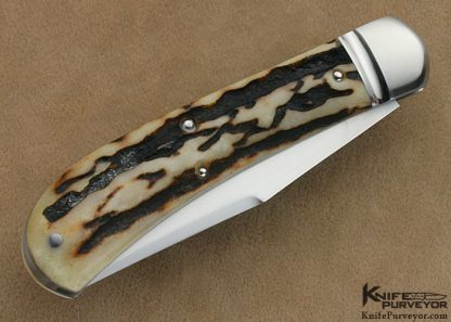 Jerry Halfrich Custom Knife 8/14/2013 Stag Trapper with Rounded Fluted Bolsters and Shield - Image 3